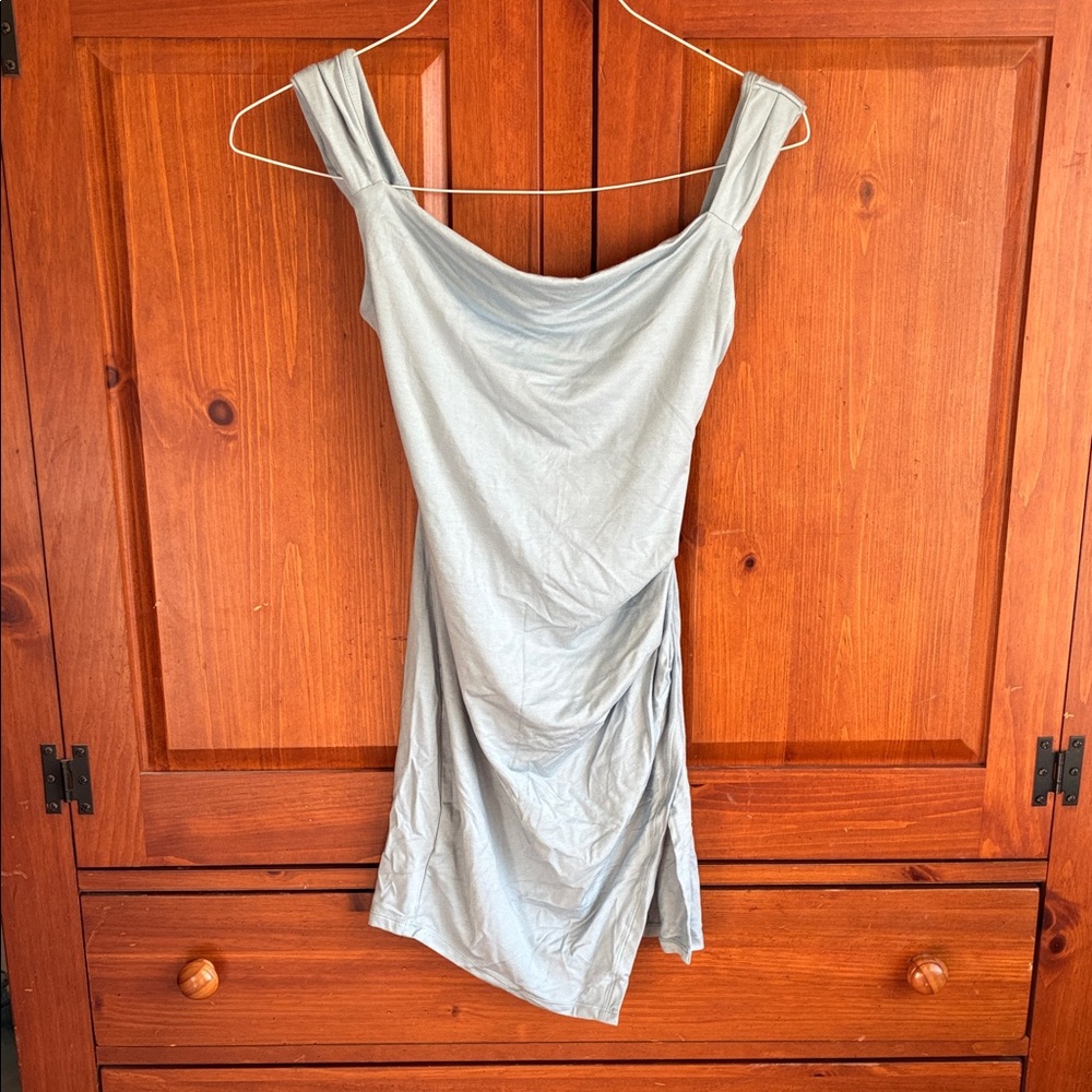 Halara XS NWOT Light blue Sleeveless Draped Women's Dress